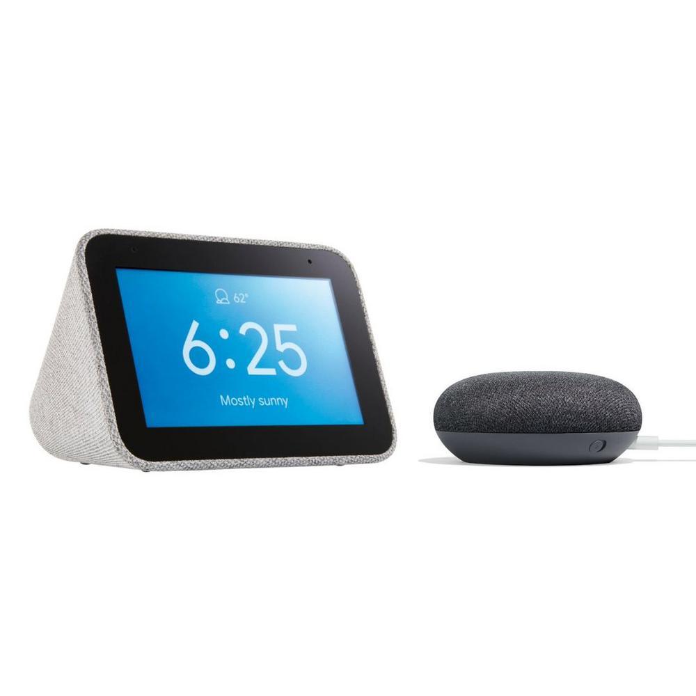 Smart Clock with The Google Assistant + Google Home Mini in Charcoal