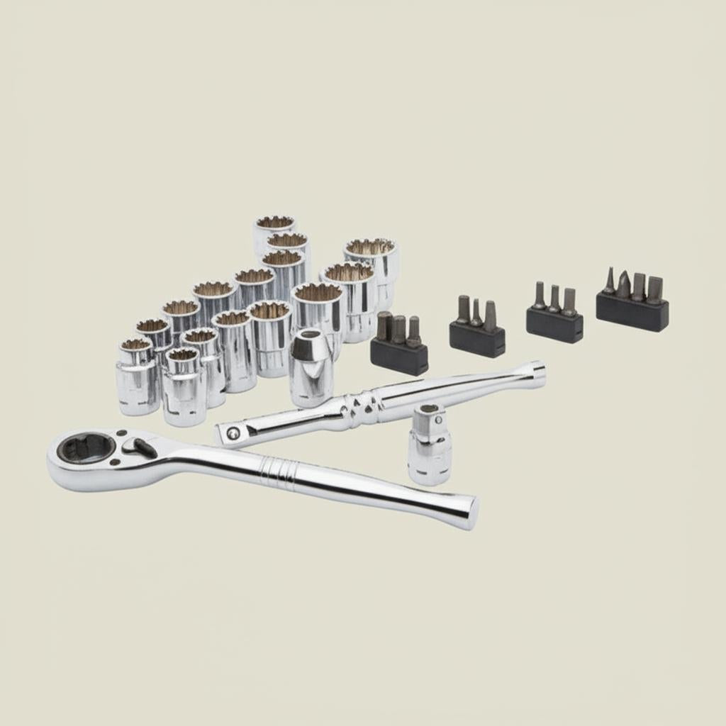 Husky 3/8 in. Drive 6-Point Pass-Thru Ratchet and Socket Set (28-Piece)