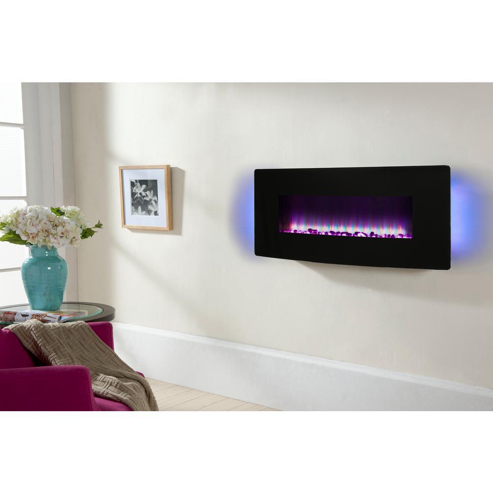 42 in. Curved Front Wall-Mount Electric Fireplace in Black