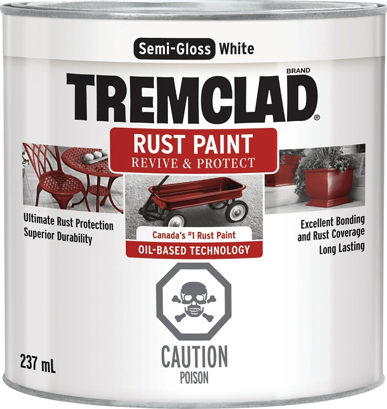Tremclad 270S25X125 Rust Preventative Paint, Oil, Semi-Gloss, White, 237 mL, Can