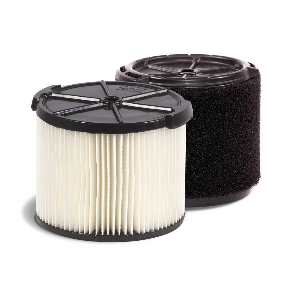 Standard Pleated Paper Filter and Wet Application Foam Filter for 3 to 4.5 Gal. RIDGID Wet/Dry Shop Vacuums
