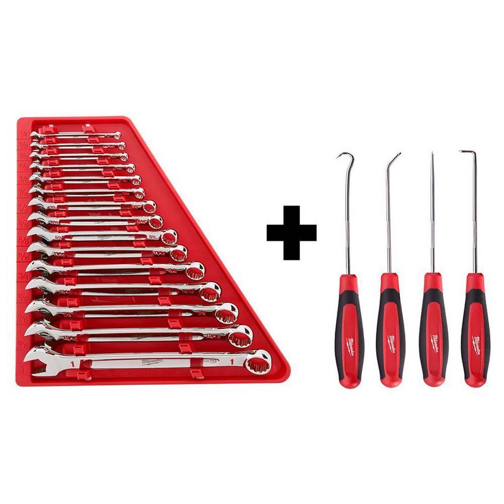 Combination SAE Wrench Mechanics Tool Set & Hook and Pick Set (19-Piece)