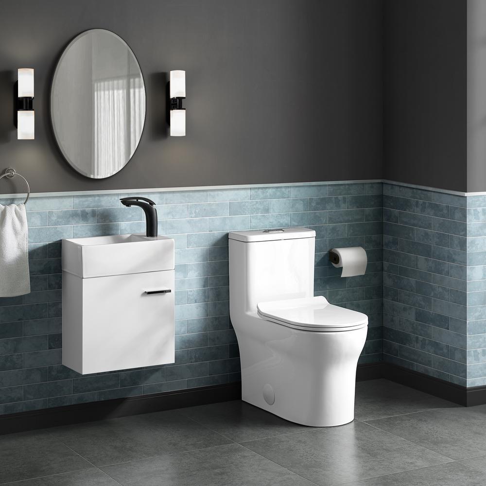 Burdon 1-Piece 0.8/1.28 GPF Dual Flush Square Toilet in White, Seat Included