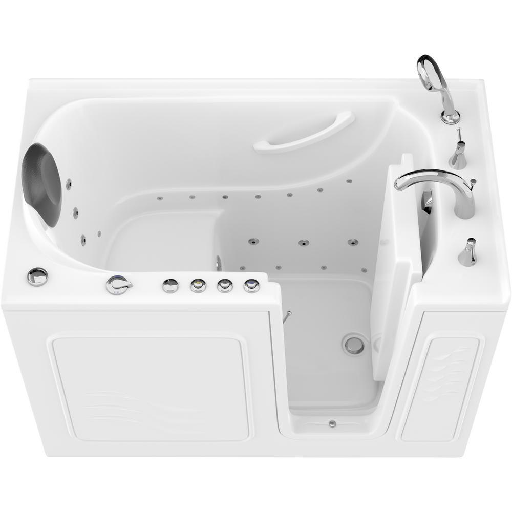 Safe Premier 52.3 in. x 60 in. x 30 in. Right Drain Walk-in Air and Whirlpool Bathtub in White