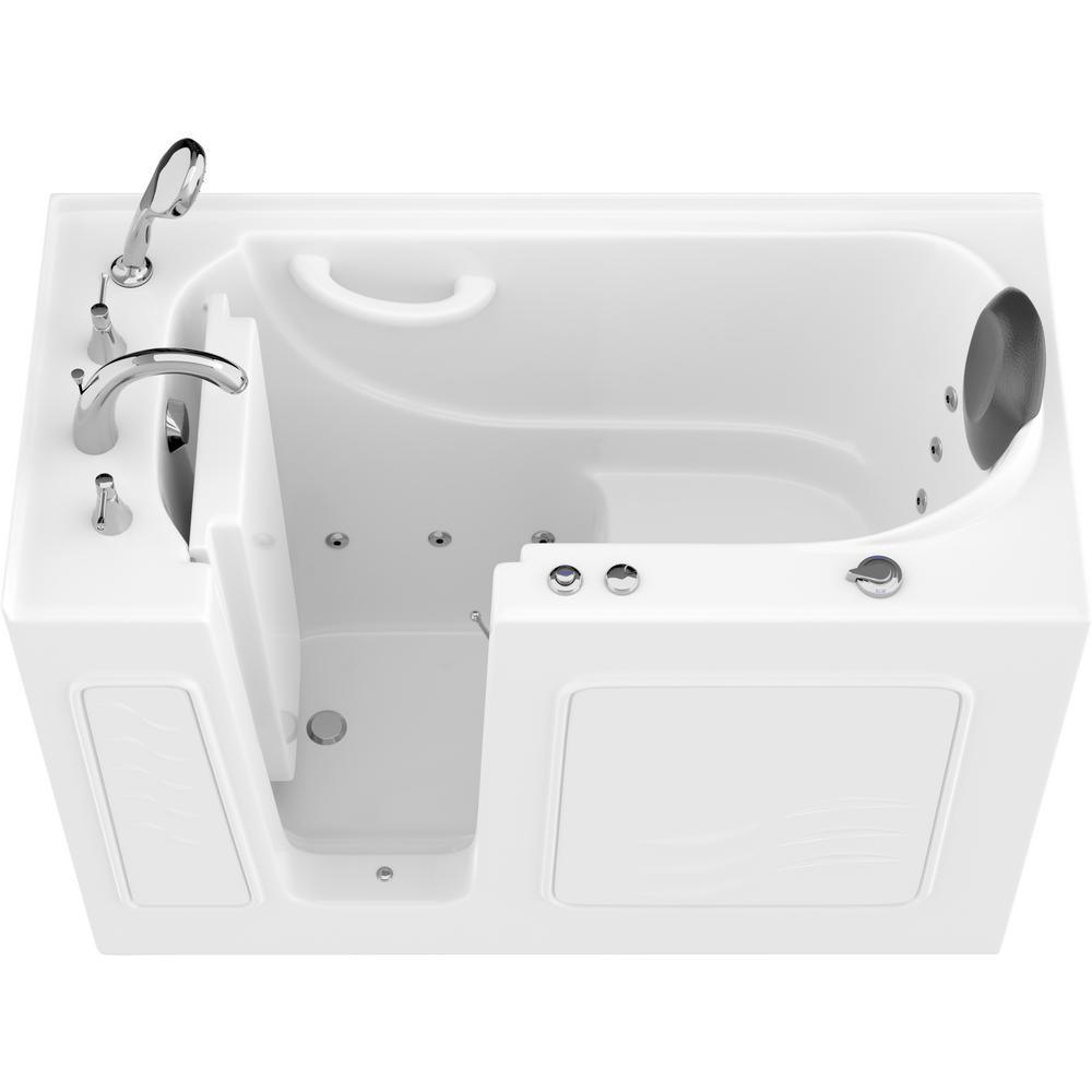Safe Premier 52.75 in. x 60 in. x 26 in. Left Drain Walk-in Whirlpool Bathtub in White