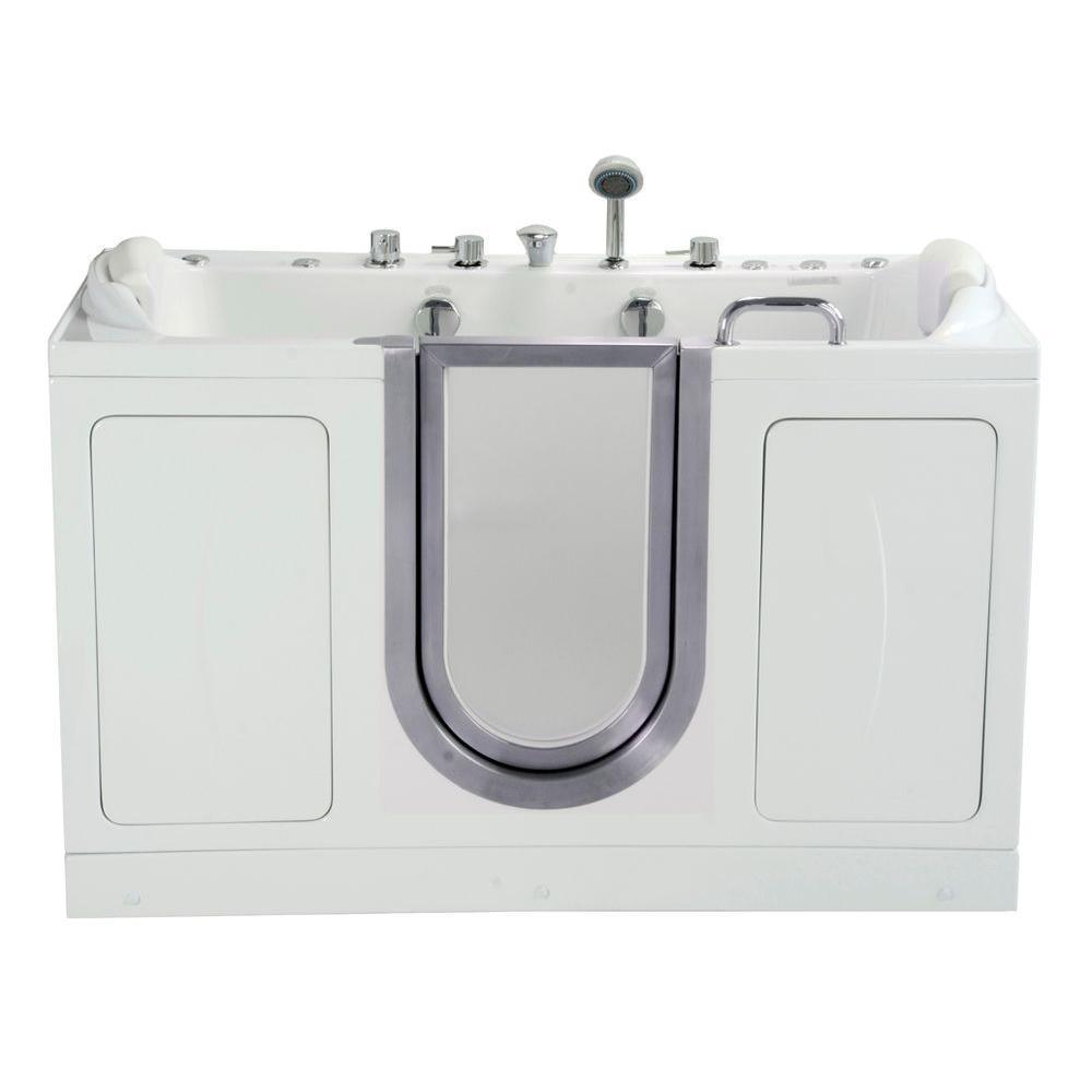 Companion Two Seat 5 ft. x 30 in. Acrylic Walk-In Dual (Air and Hydro) Massage Bathtub in White with Center Drain/Door