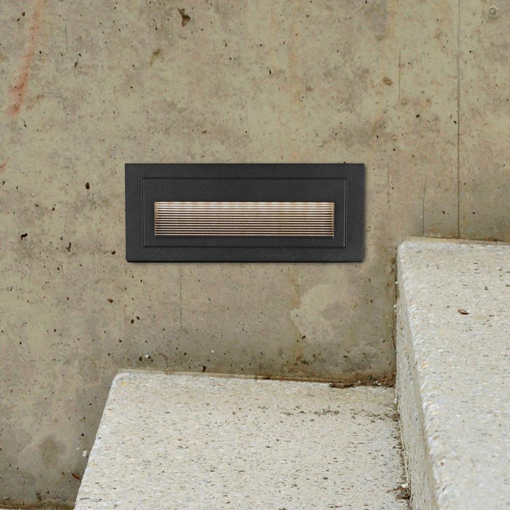 3-Watt Black Outdoor Integrated LED Step Landscape Path Light