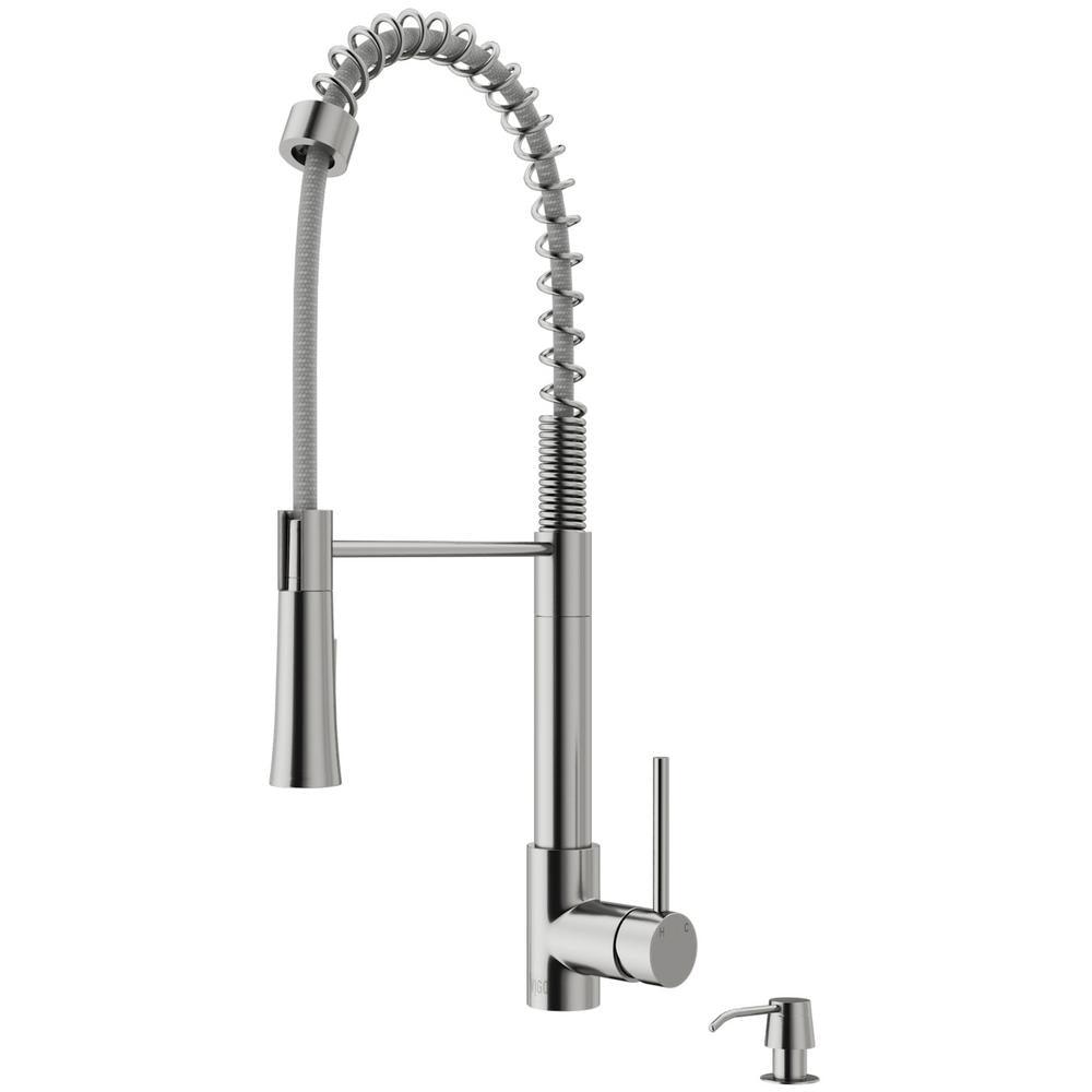 Laurelton Single-Handle Pull-Down Sprayer Kitchen Faucet with Soap Dispenser in Stainless Steel