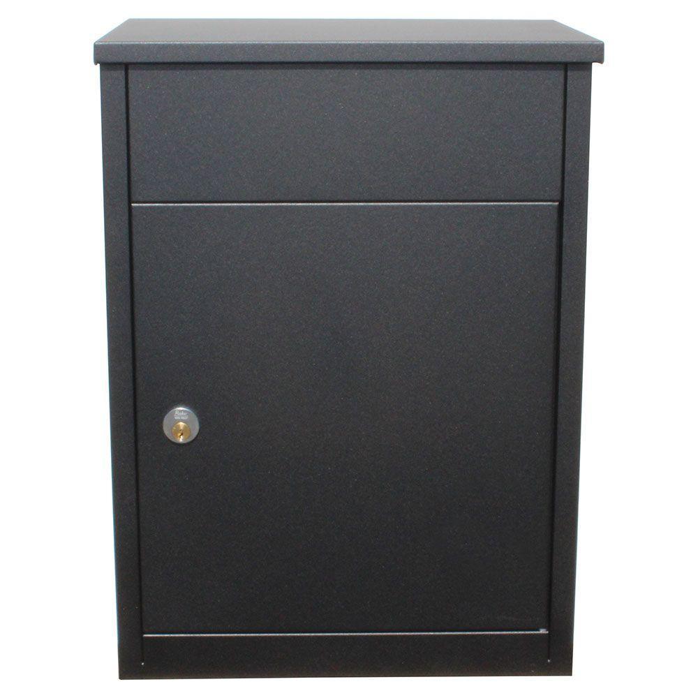 Allux 500 Black Wall Mount Locking Mail Parcel Drop Box