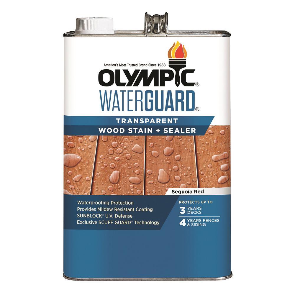 Olympic WaterGuard 1 gal. Sequoia Red Transparent Wood Stain and Sealer