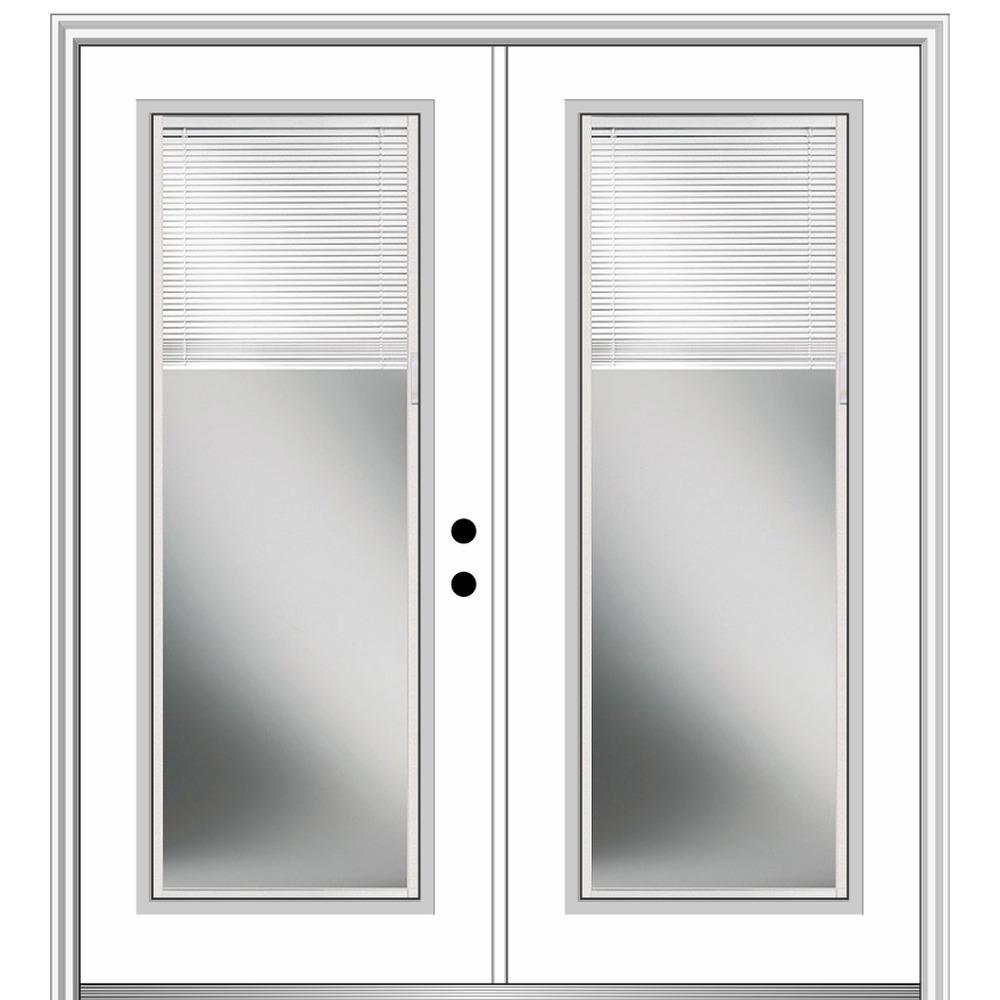 60 in. x 80 in. Internal Blinds Left-Hand Inswing Full Lite Clear Glass Painted Steel Prehung Front Door
