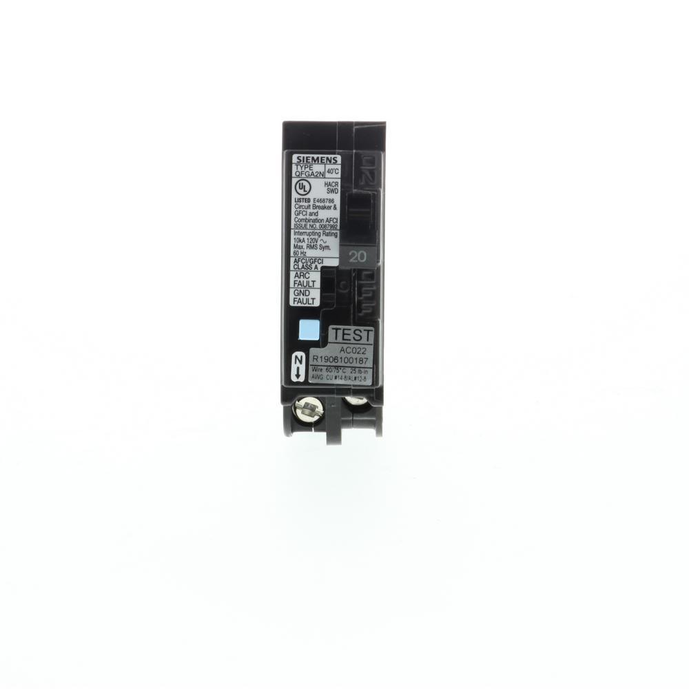 20 Amp 1-Pole Dual Function (CAFCI/GFCI) Plug-On Neutral Circuit Breaker
