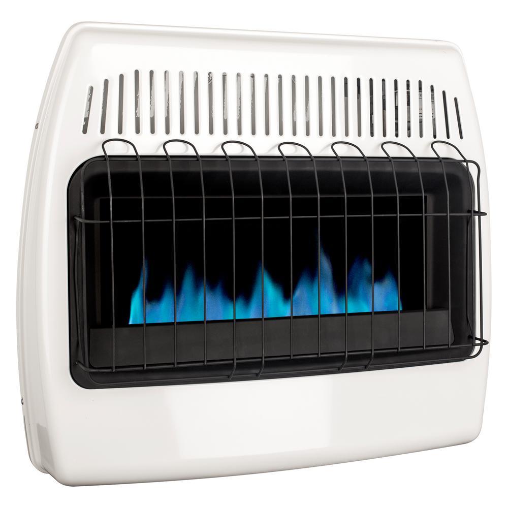 Thermostatic 30,000 BTU Blue Flame Vent Free Dual Fuel Wall Heater