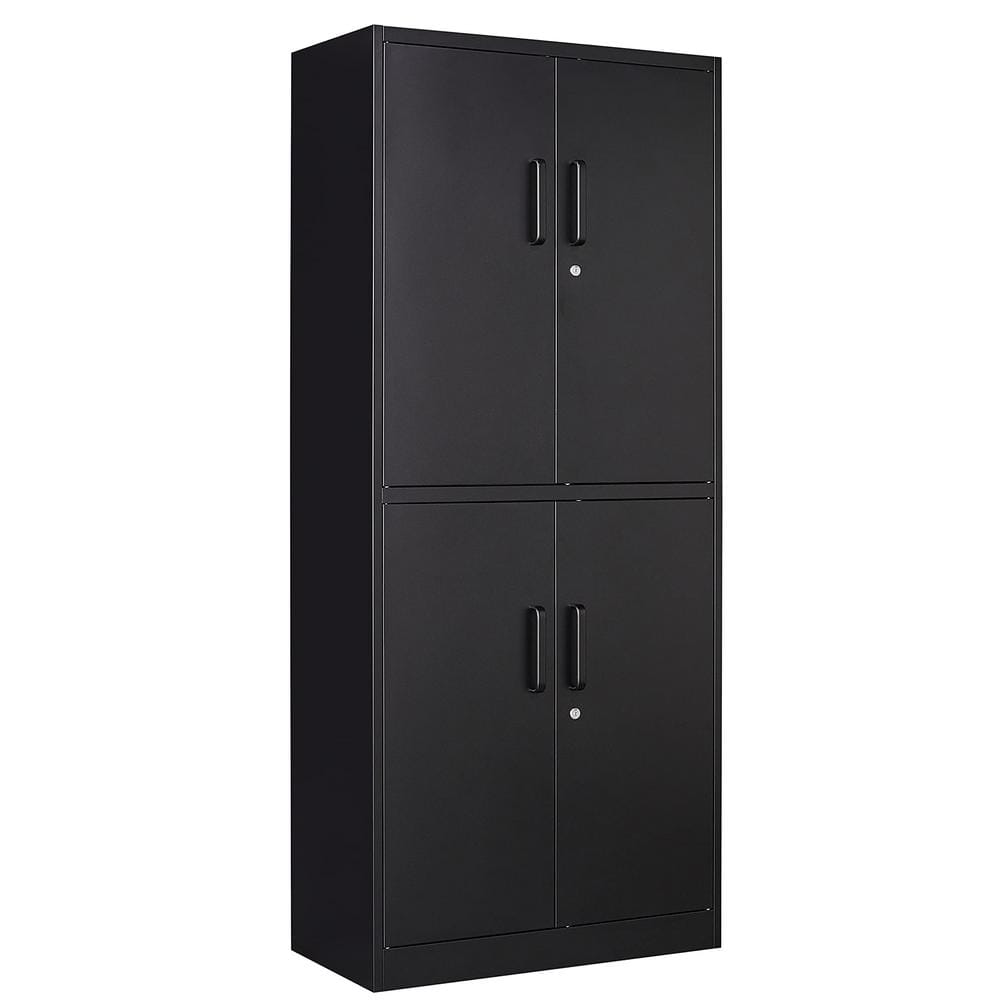 LISSIMO 31.5 in. W x 70.87 in. H x 15.7 in. D Adjustable 2 Shelves Steel Locking Freestanding Cabinet with 4 Doors in Black