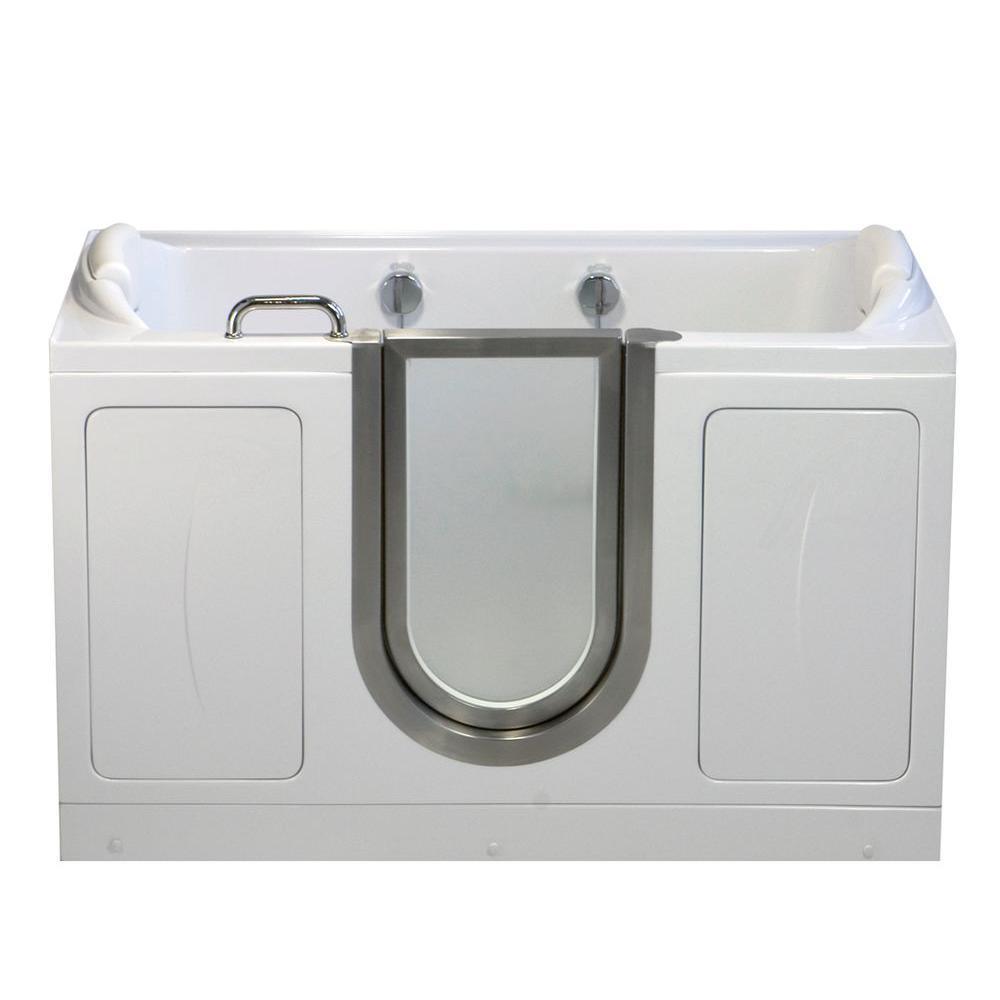 Companion Two Seat 5 ft. x 30 in. Acrylic Walk-In Soaking Bathtub in White with Center Drain/Door