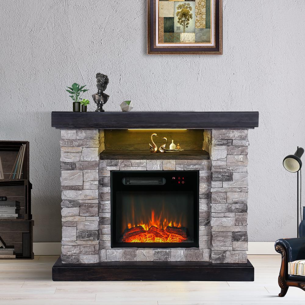 40 in. Freestanding Electric Fireplace in Gray