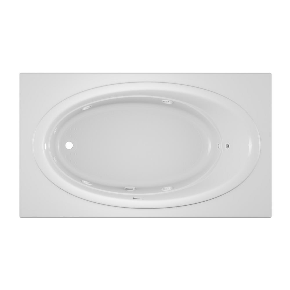 NOVA 72 in. x 42 in. Acrylic Left-Hand Drain Rectangular Drop-In Whirlpool Bathtub with Heater in White