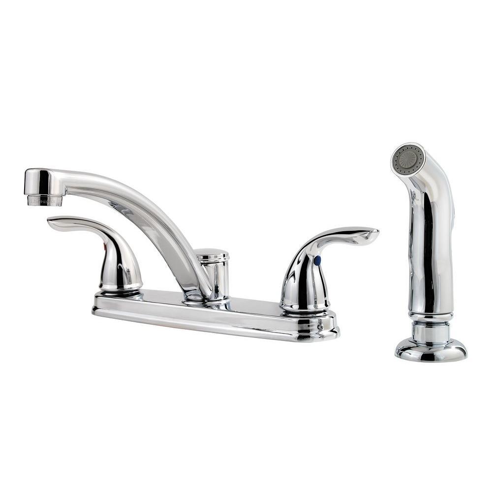 Delton 2-Handle Standard Kitchen Faucet with Side Sprayer in Polished Chrome