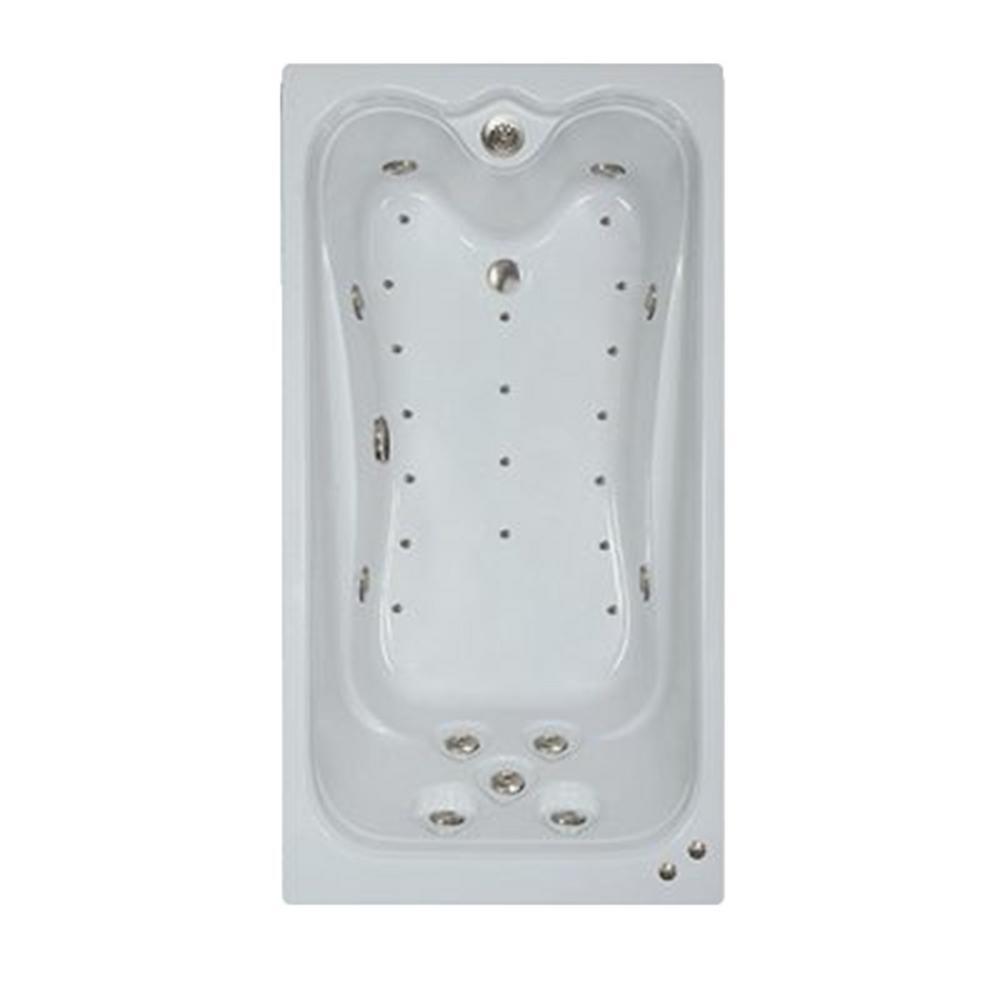 72 in. Acrylic Rectangular Drop-in Air and Whirlpool Bathtub in White