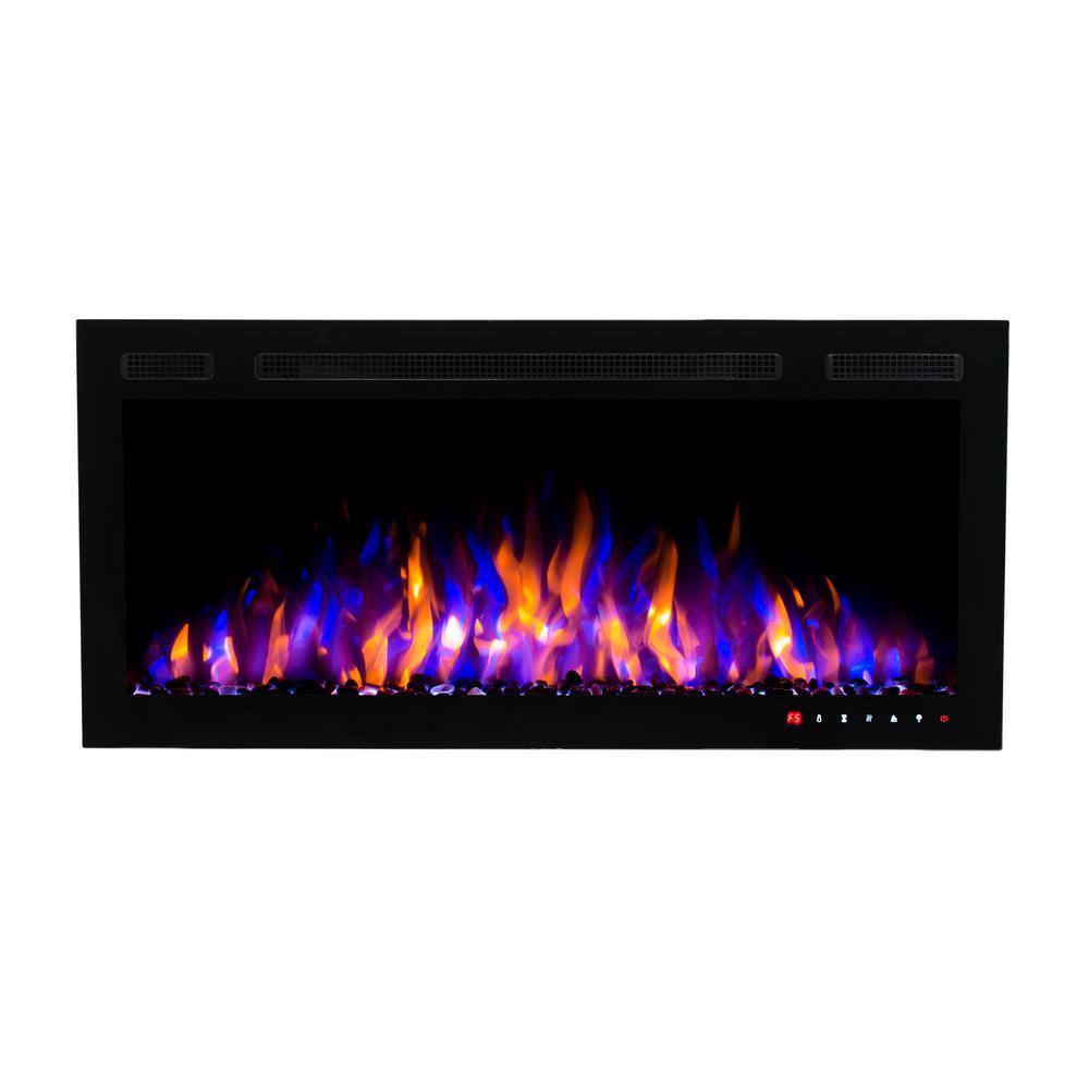 Slimline 36 in. Wall Mount and Recessed Electric Fireplace in Black