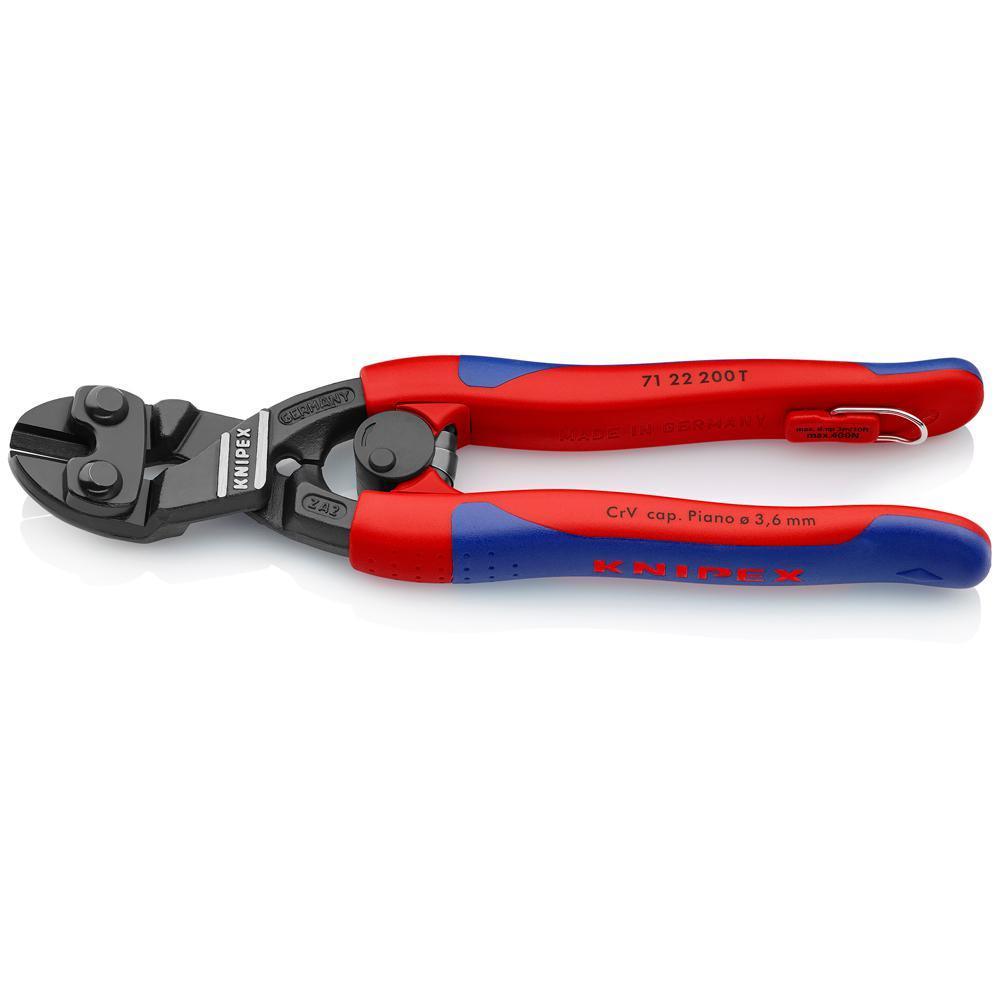 8 in. Angled CoBolt Mini Bolt Cutters with Opening Spring Locking Lever Comfort Grips and Tether Attachment