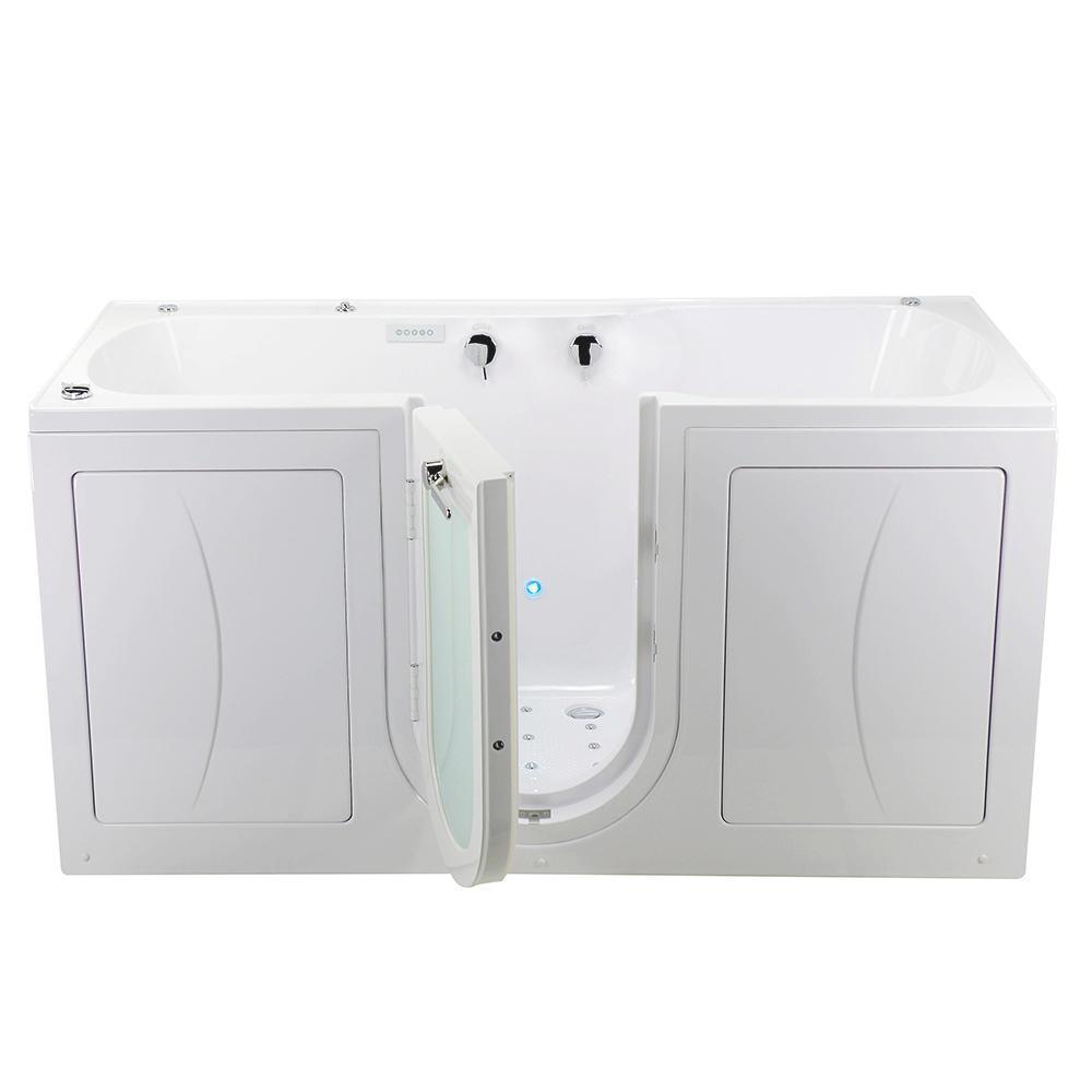 80 in. Big4Two Acrylic Walk-In Whirlpool, Air, Foot Massage Tub in White, Outward Swing Door, Dual Drain