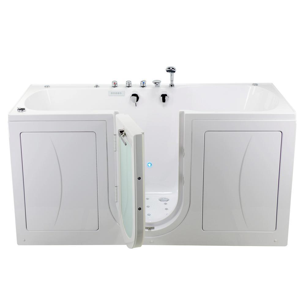 80 in. Big4Two Walk-In Whirlpool, Air, Foot Massage Tub in White, Outward Swing Door, Faucet, Heated Seat, Dual Drain