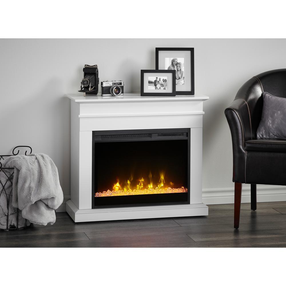 Jasmine 31 in. Mantel with a 23 in. Electric Fireplace in White