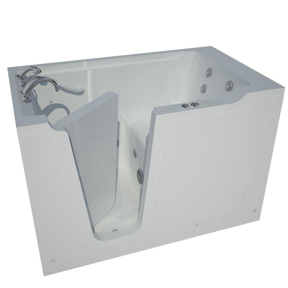 HD Series 60 in. Left Drain Quick Fill Walk-In Whirlpool Bath Tub with Powered Fast Drain in White