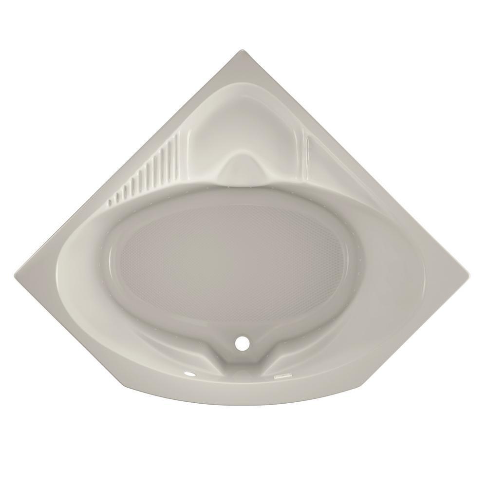 CAPELLA PURE AIR 55 in. x 55 in. Acrylic Corner Drop-In Center Drain Air Bath Bathtub in Oyster