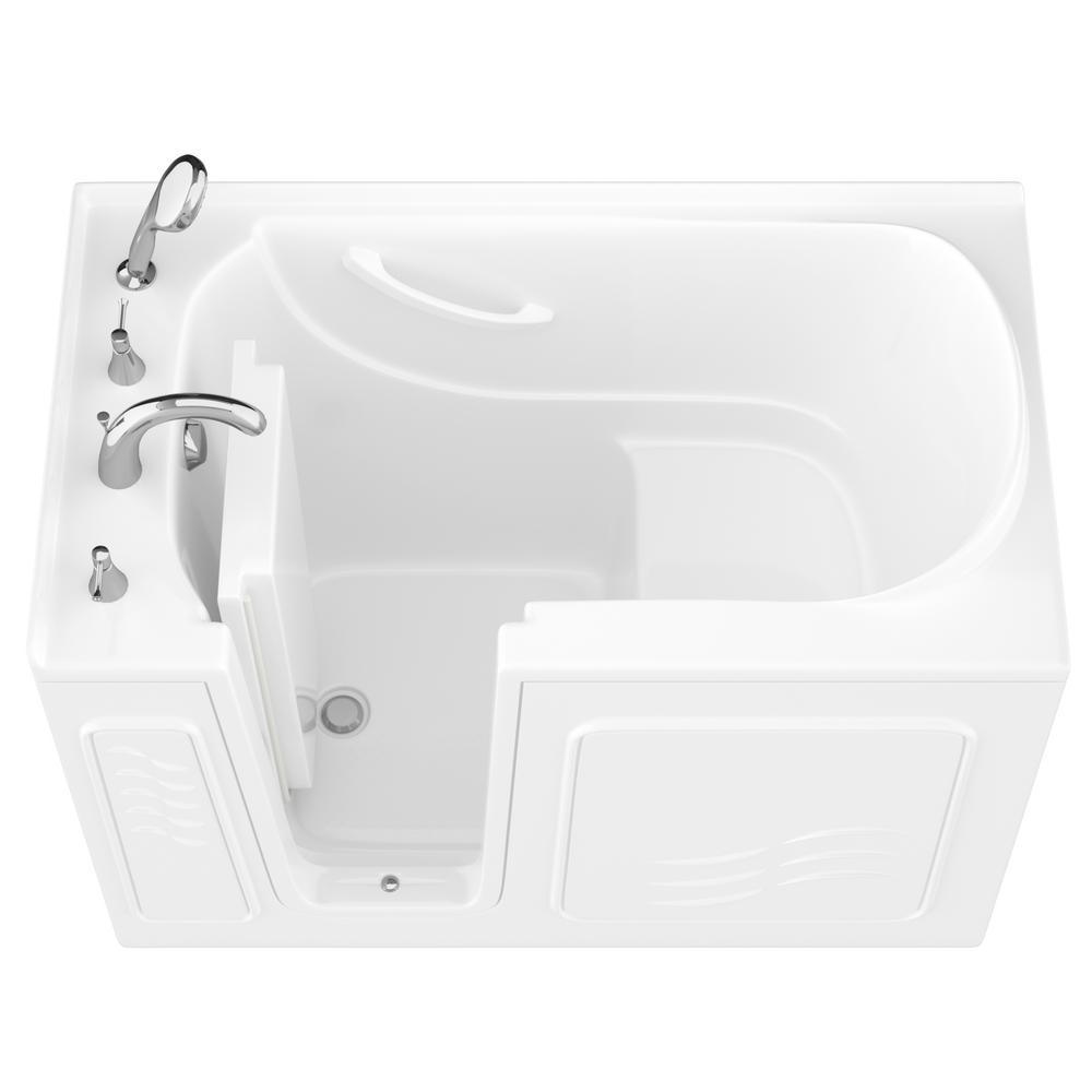 HD Series 30 in. x 53 in. Left Drain Quick Fill Walk-In Soaking Bathtub in White