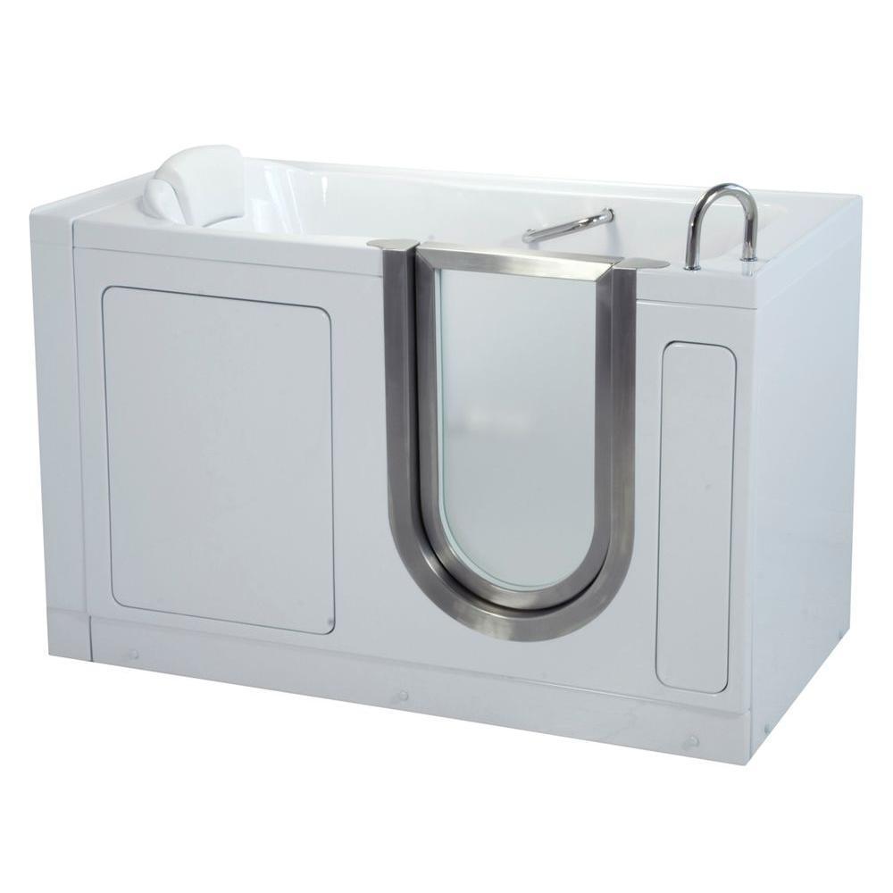 Deluxe 4.58 ft. x 30 in. Acrylic Walk-In Soaking Bathtub in White with Right Drain/Door