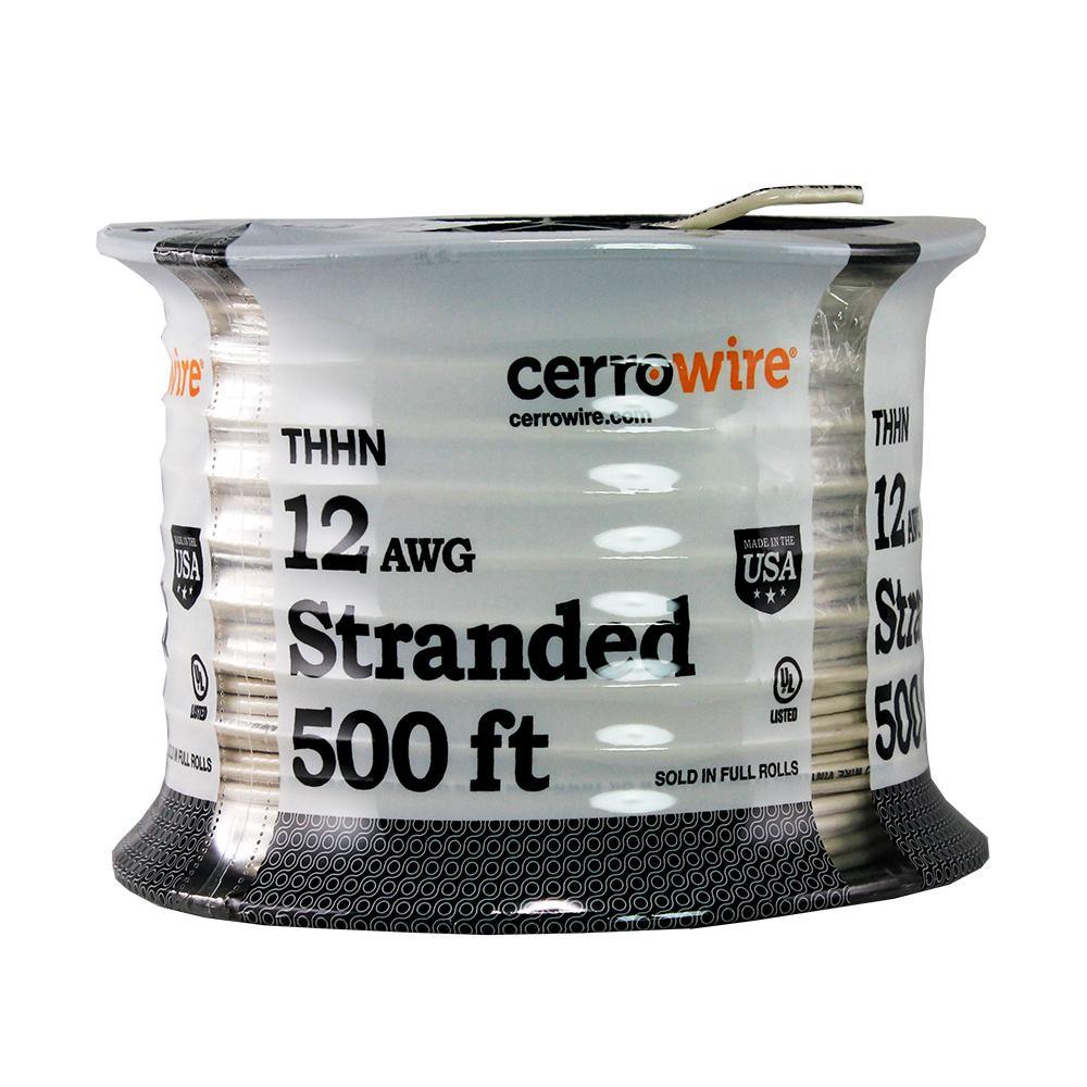 500 ft. 12/1 White Stranded THHN Wire