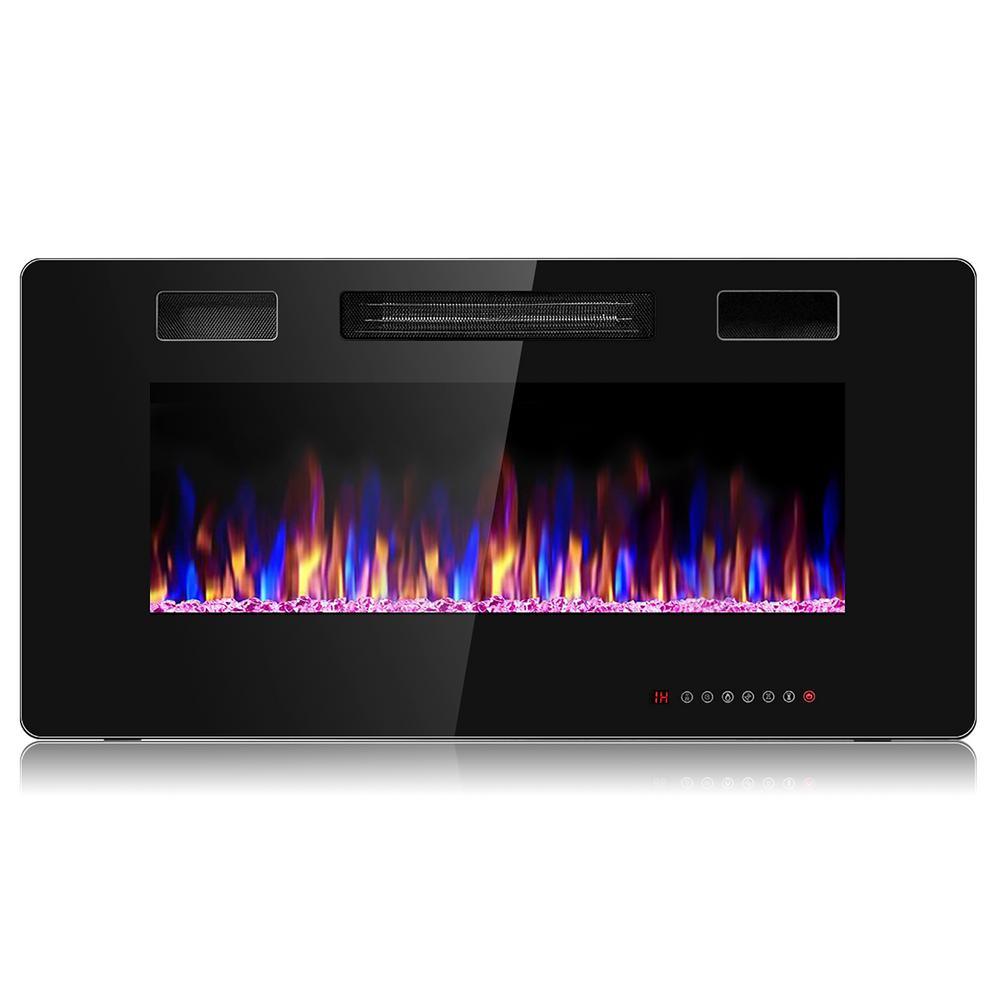 Electric Remote Control 5000 BTU 36 in. Wall Electric Fireplace in Black