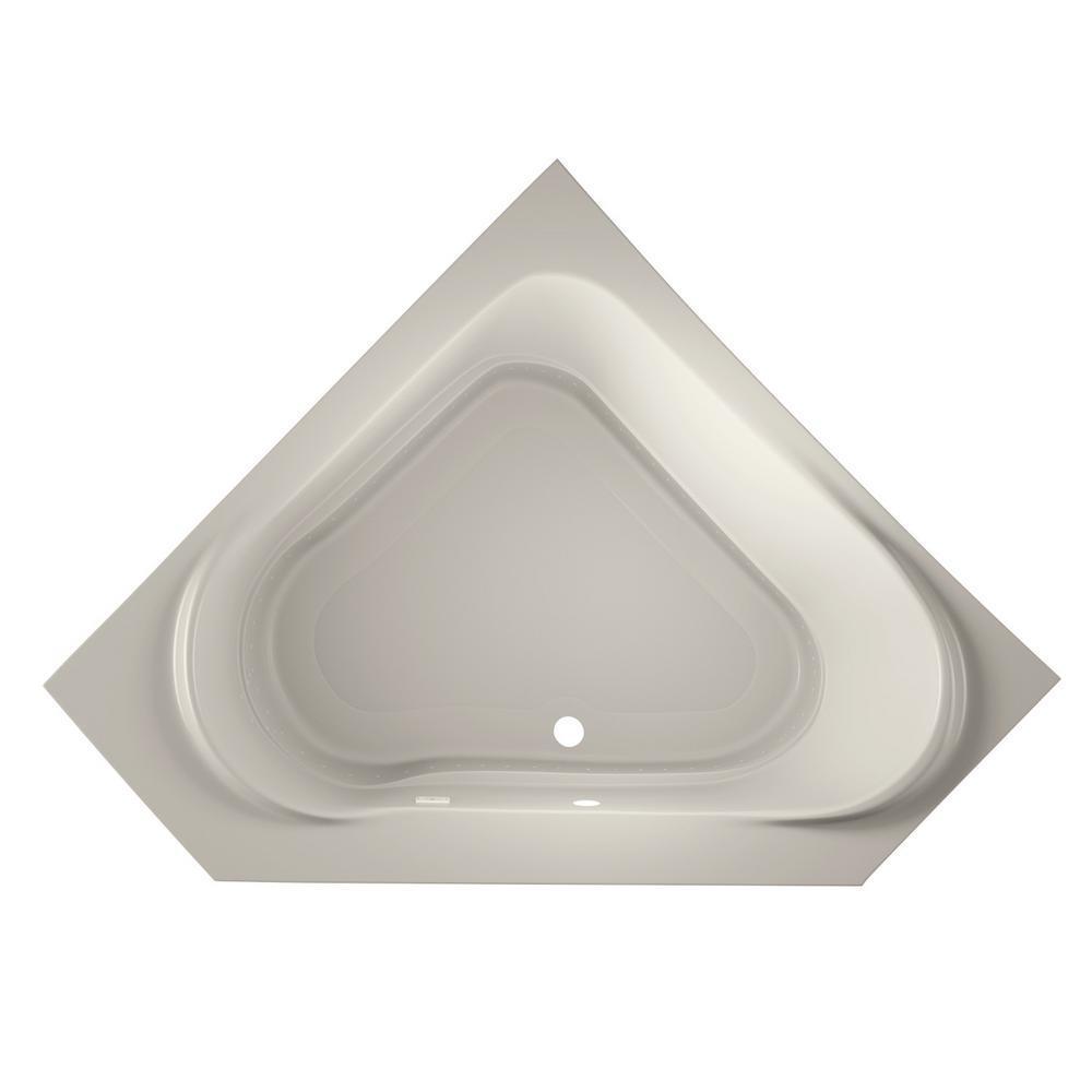 CAPELLA PURE AIR 60 in. x 60 in. Acrylic Corner Drop-In Center Drain Air Bath Bathtub in Oyster