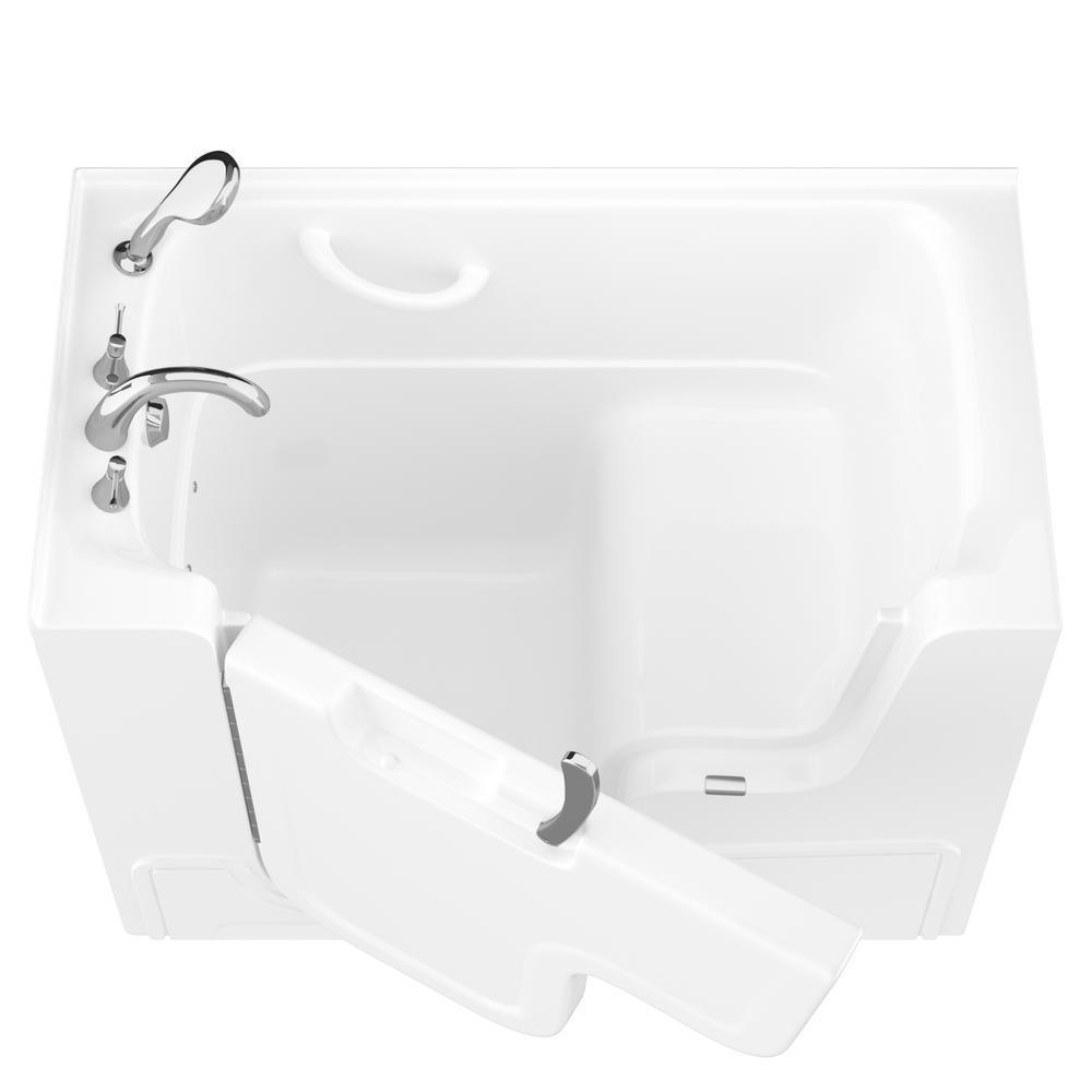 HD Series 29 in. x 53 in. Left Drain Wheelchair Access Walk-In Soaking Bathtub in White