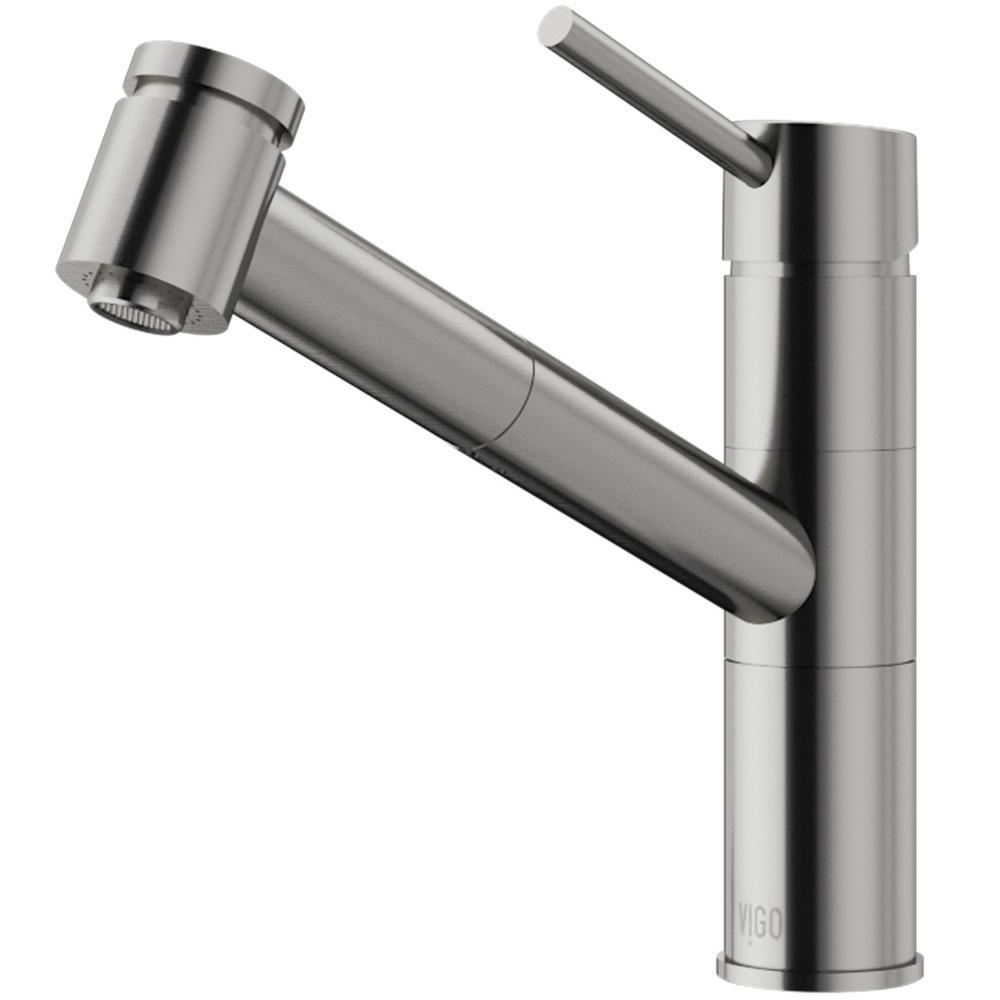 Branson Single-Handle Pull-Out Sprayer Kitchen Faucet in Stainless Steel