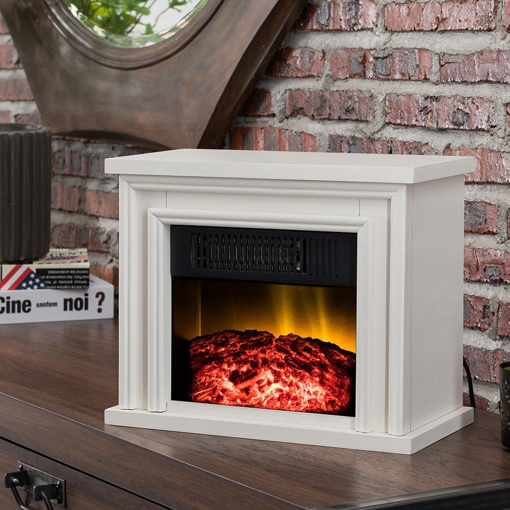 13.5 in. Desktop Electric Fireplace in White