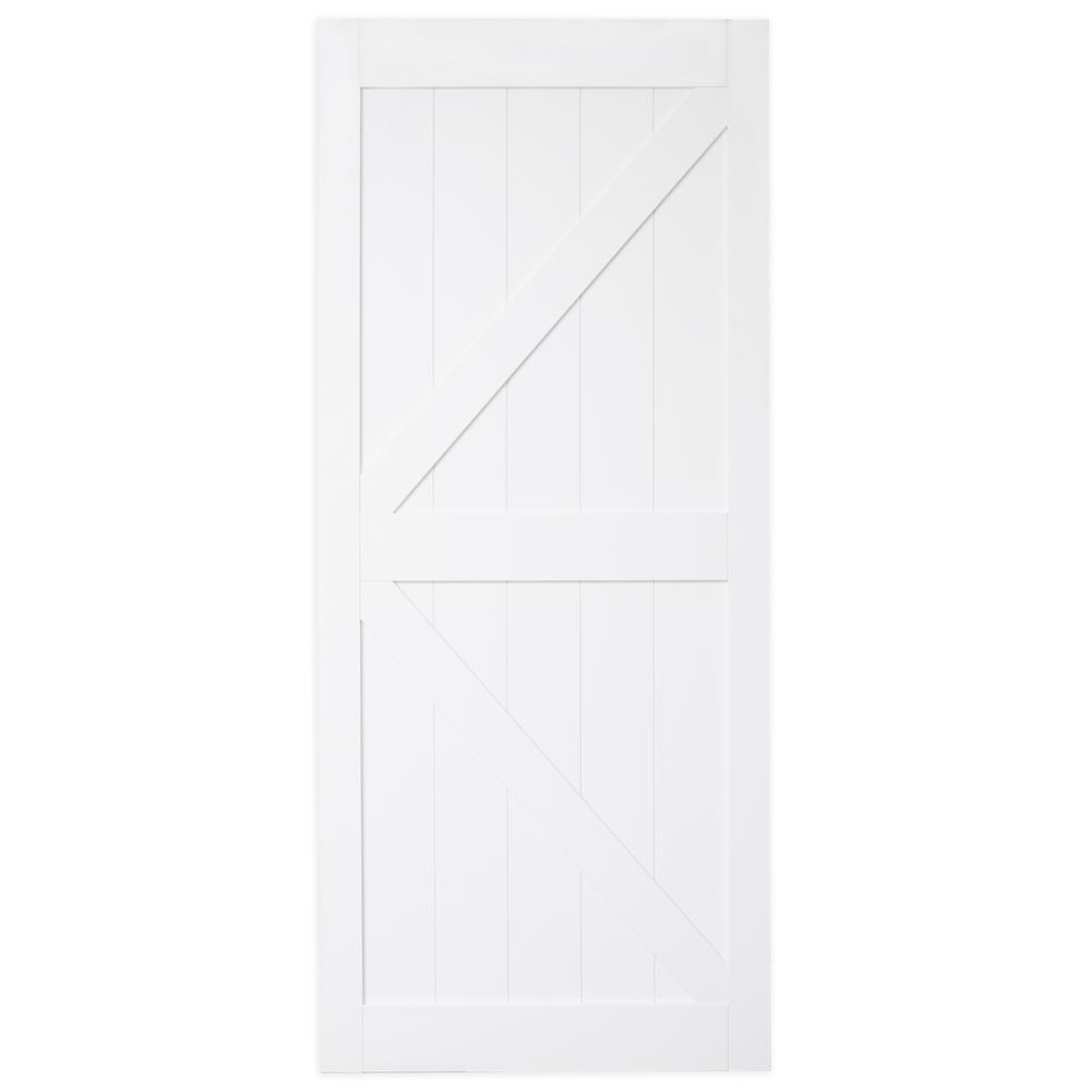 42 in. x 84 in. Bright White MDF K Frame Interior Barn Door Slab