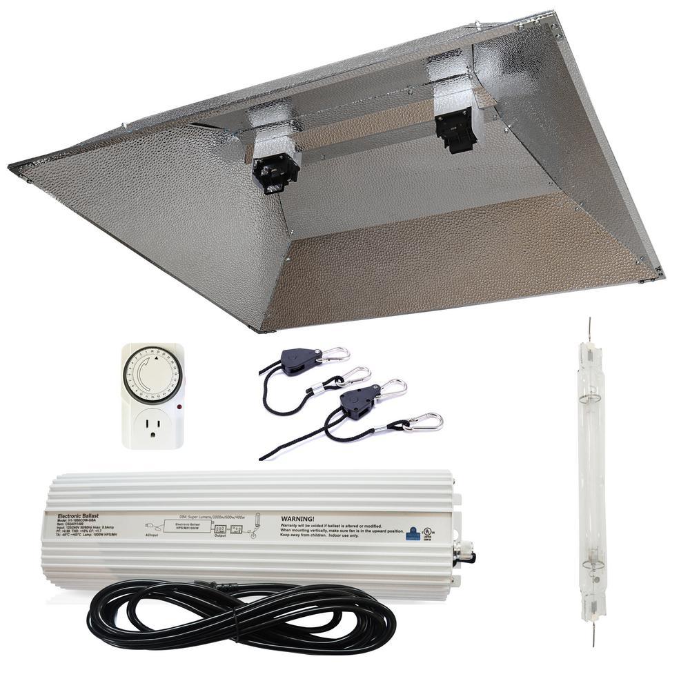 1000-Watt Double Ended HPS 120/240-Volt Grow Light System with DE XXL Open Hood Grow Light Reflector