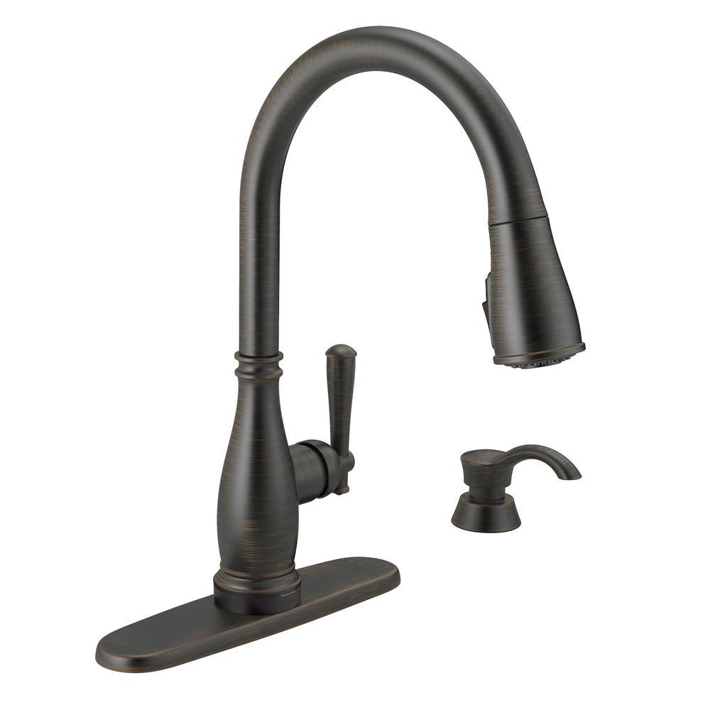 Charmaine Single-Handle Pull-Down Sprayer Kitchen Faucet with Touch2O and ShieldSpray Technologies in Venetian Bronze