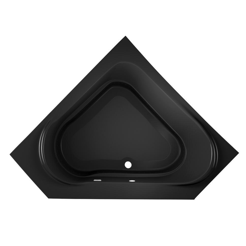 CAPELLA PURE AIR 60 in. x 60 in. Acrylic Corner Drop-In Center Drain Air Bath Bathtub in Black