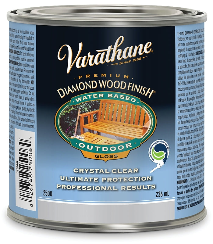 Varathane Y250061 Exterior Finish, Gloss, Clear, Liquid, 236 mL, Can