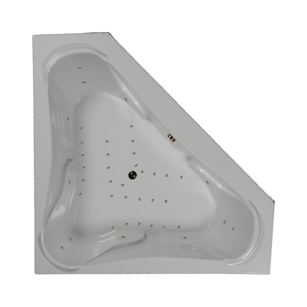 72 in. Corner Drop-in Air Bathtub in White