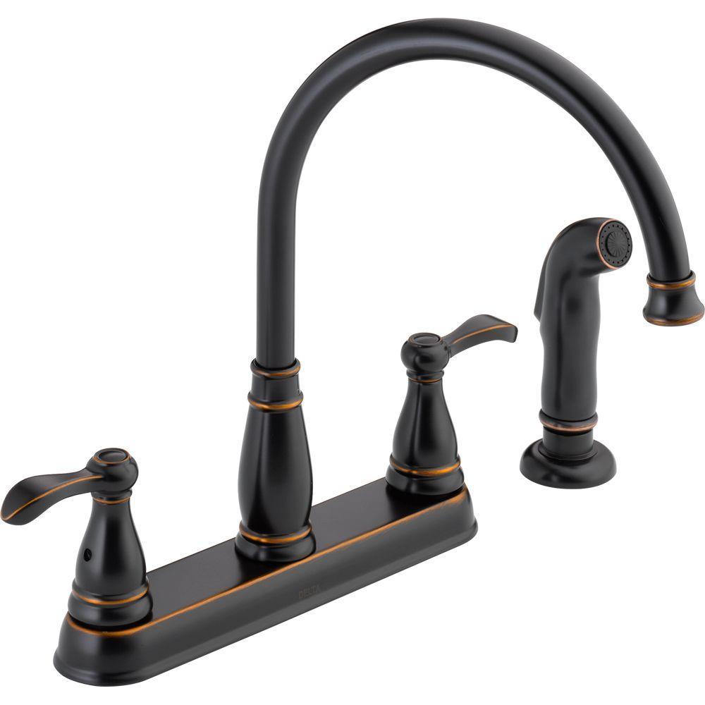 Porter 2-Handle Standard Kitchen Faucet with Side Sprayer in Oil Rubbed Bronze