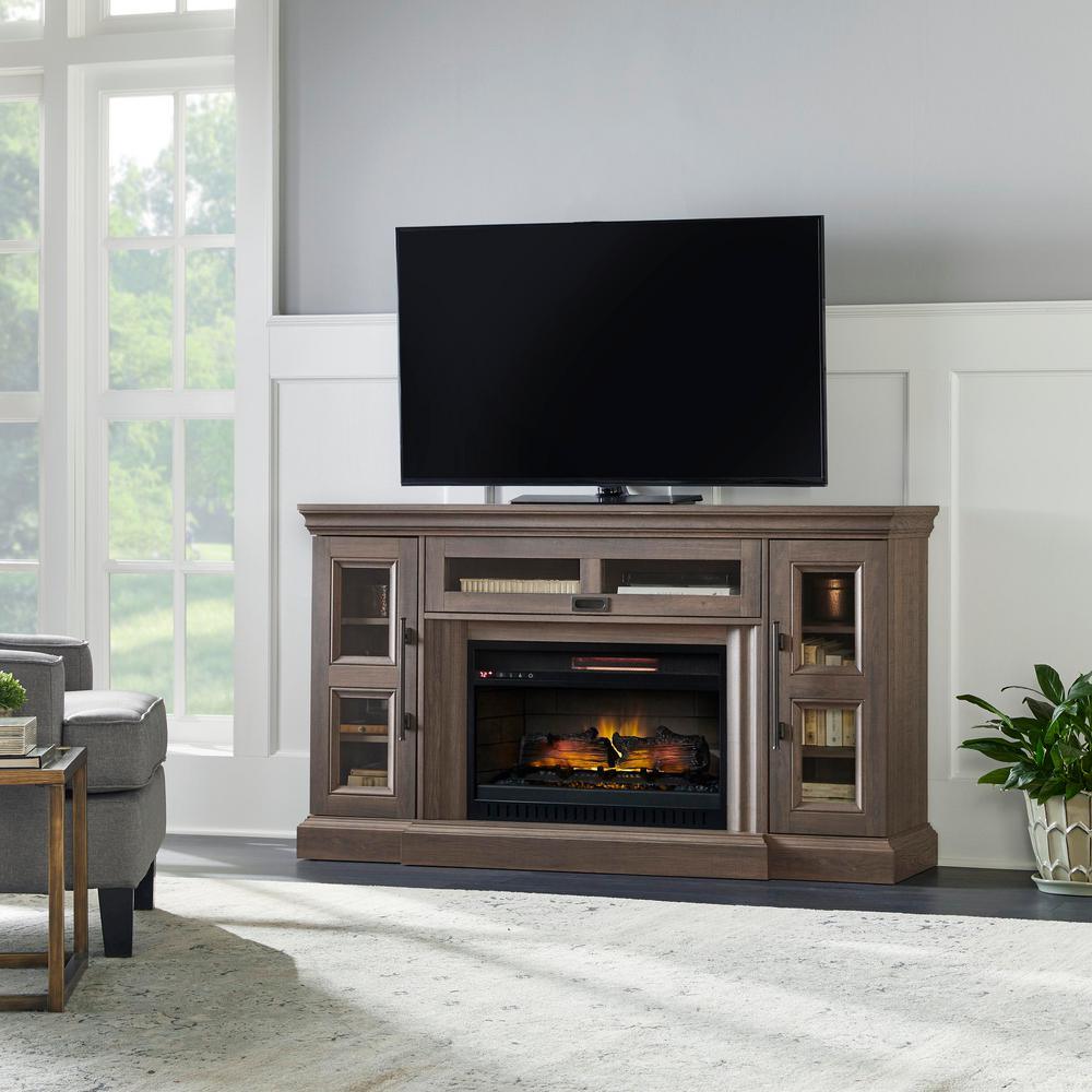 Abigail 60 in. Media Console Infrared Electric Fireplace in Country Ash Oak