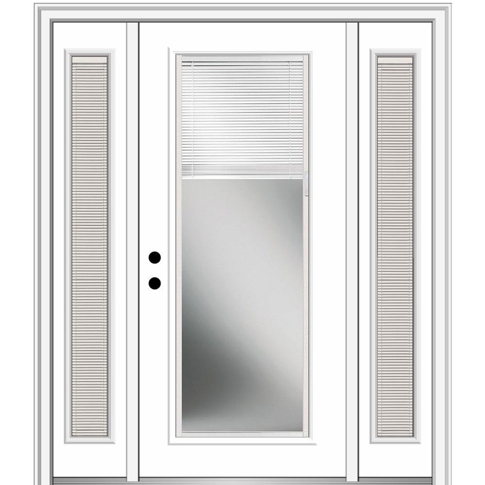 68.5 in. x 81.75 in. Internal Blinds Right-Hand Inswing Full Lite Clear Primed Steel Prehung Front Door with Sidelites
