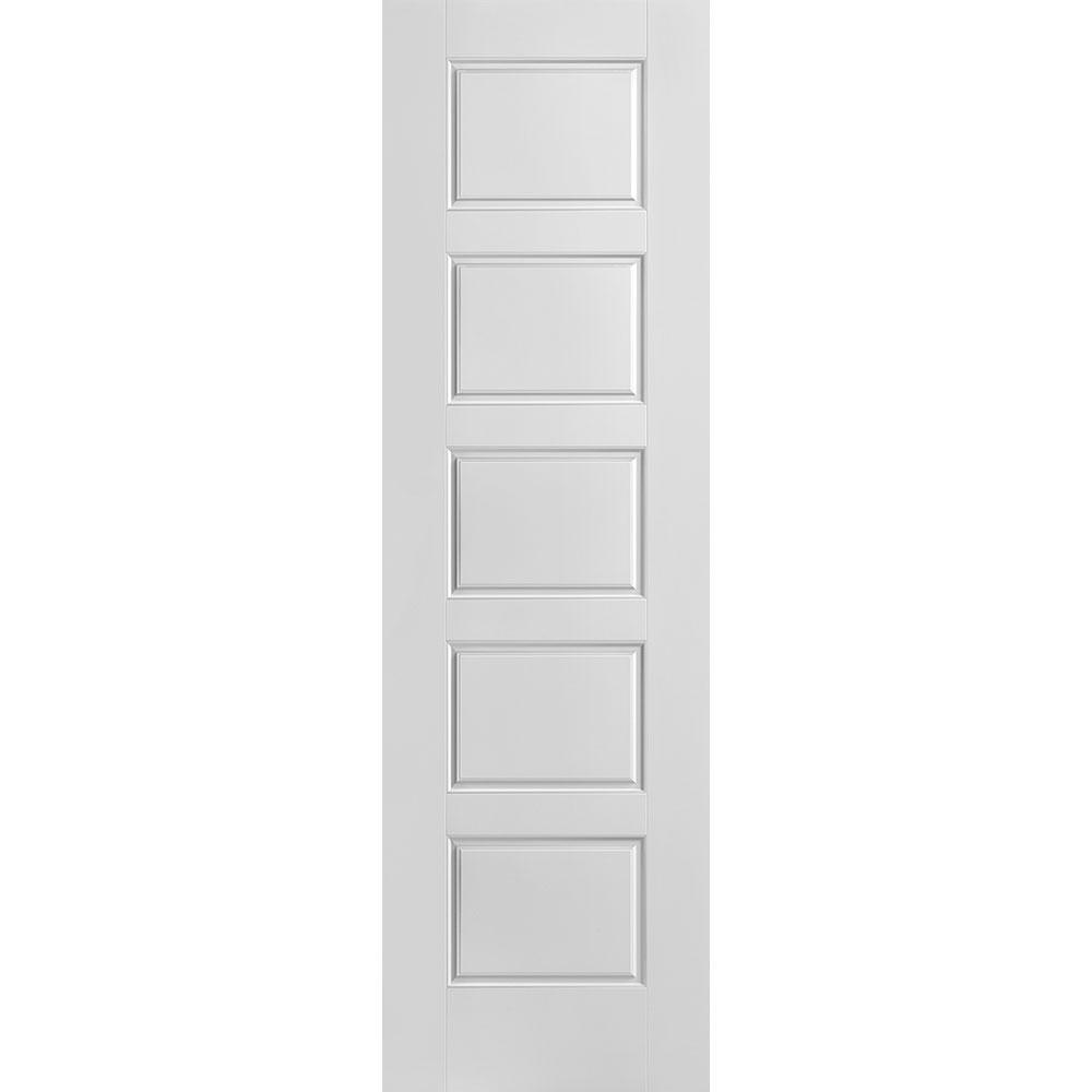 24 in. x 80 in. Riverside Smooth 5-Panel Equal Hollow Core Primed Composite Interior Door Slab