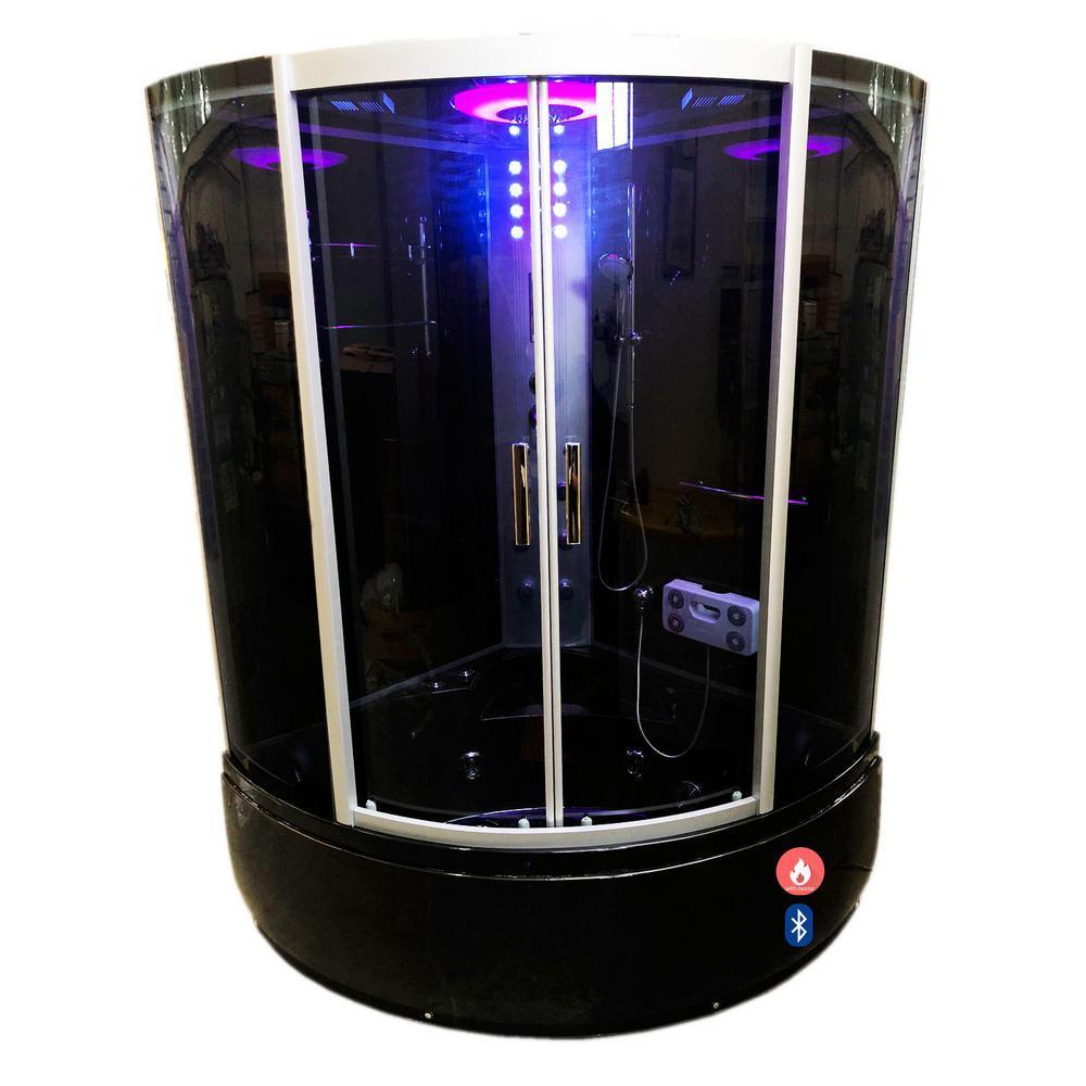 Vienna with Heater and Bluetooth 49 in. Acrylic Left Drain Corner Alcove Whirlpool Bathtub in Black