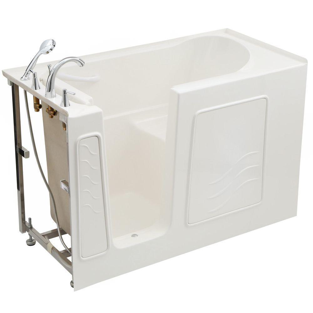 Builder's Choice 53 in. Left Drain Quick Fill Walk-In Soaking Bath Tub in White